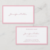 ピンクエレガント手書きスクリプトプレーンシンプルルクセ 名刺 (正面/裏面)