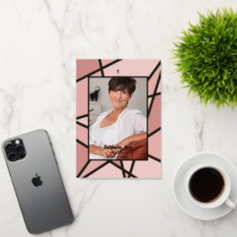 ピンクエレガント抽象芸術写真追悼式 箔シーズンカード