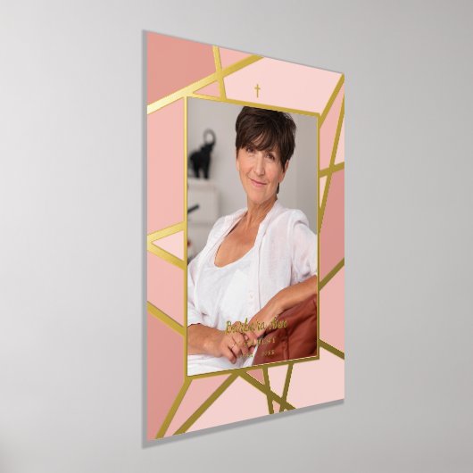 ピンクエレガント抽象芸術写真追悼式 箔ポスター (レイダウン)