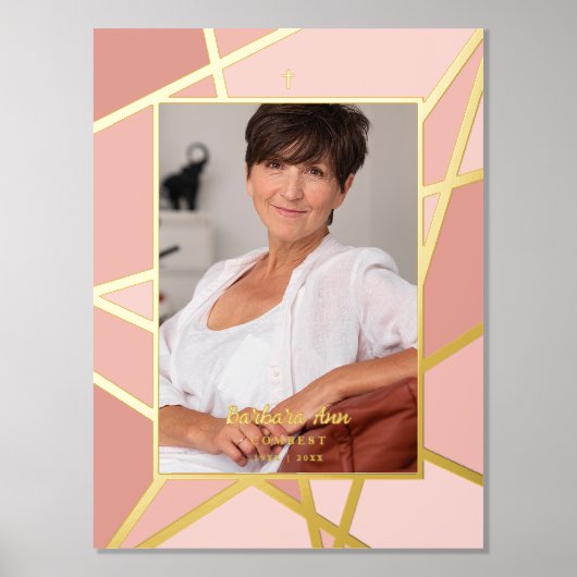 ピンクエレガント抽象芸術写真追悼式 箔ポスター (正面)