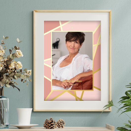 ピンクエレガント抽象芸術写真追悼式 箔ポスター