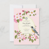 ピンクエレガント日本のフローラ結婚式招待状 案内状 (正面)