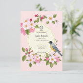 ピンクエレガント日本のフローラ結婚式招待状 案内状 (スタンド正面)