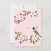 ピンクエレガント日本のフローラ結婚式招待状 案内状 (裏面)