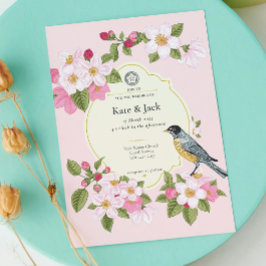 ピンクエレガント日本のフローラ結婚式招待状 案内状