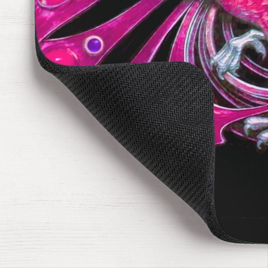 ピンクエレガント明るい赤紫色ブラックの孔雀ジュエル マウスパッド (コーナー)