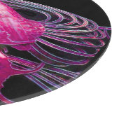 ピンクエレガント明るい赤紫色ブラックケーキ入り孔雀 カッティングボード (角)