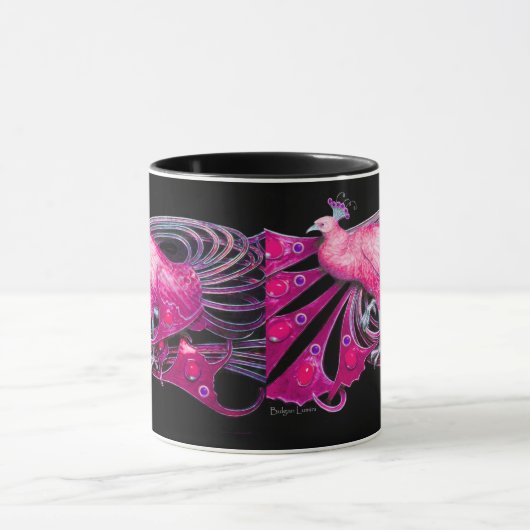 ピンクエレガント明るい赤紫色孔雀ジュエル マグカップ (中央)