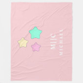 ピンクエレガント星レトロモダンモノグラムベビー フリースブランケット (正面)