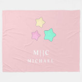 ピンクエレガント星レトロモダンモノグラムベビー フリースブランケット (正面(横))
