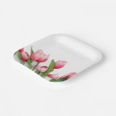 ピンクエレガント春チューリップフローラ ペーパープレート (傾斜あり)