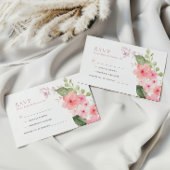 ピンクエレガント桜フラワーウェディングRSVPカード エンクロージャーカード