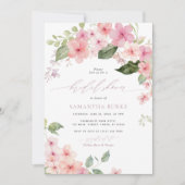 ピンクエレガント桜花ブライダルシャワー 招待状 (正面)