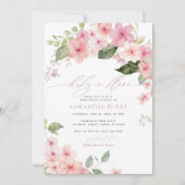 ピンクエレガント桜花ベビーイン開花シャワー 招待状 (正面)