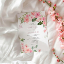 ピンクエレガント桜花結婚式招待状 招待状