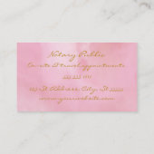 ピンクエレガント水彩洗浄金ゴールドモノグラム公証 名刺 (裏面)