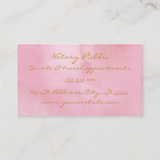 ピンクエレガント水彩洗浄金ゴールドモノグラム公証 名刺 (裏面)