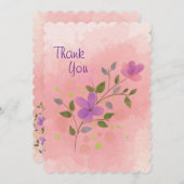ピンクエレガント水彩花 サンキューカード (正面/裏面)