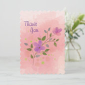 ピンクエレガント水彩花 サンキューカード (スタンド正面)