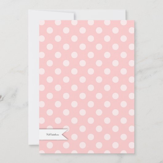 ピンクエレガント水玉模様ベビーシャワーティーパーティー 招待状 (裏面)