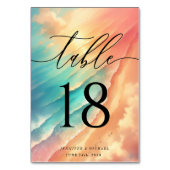 ピンクエレガント海ビーチ夏の水のカラーテーブル テーブルナンバー (裏面)