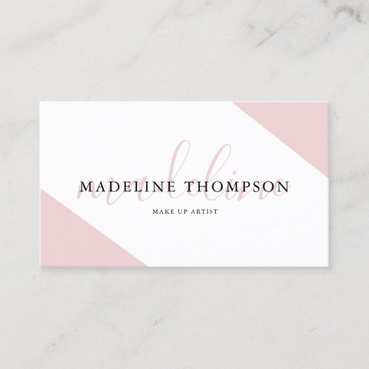 ピンクエレガント淡い色のの書道QRコード 名刺 (正面)