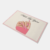 ピンクエレガント爪、 ネイル美しいサロンウェルカムプロモーション ドアマット (アングル)