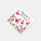ピンクエレガント牡丹と蝶ガールベビーシャワー スタンダードカクテルナプキン (角)