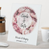 ピンクエレガント牡丹のウェディングカード&ギフト 台座サイン (インサイチュ)