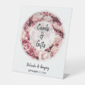 ピンクエレガント牡丹のウェディングカード&ギフト 台座サイン (正面)