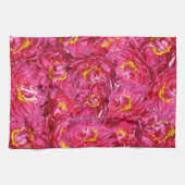 ピンクエレガント牡丹の書スタイリッシュ道モノグラム キッチンタオル (横)