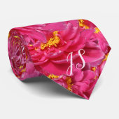 ピンクエレガント牡丹の書スタイリッシュ道モノグラム ネクタイ (ロール)