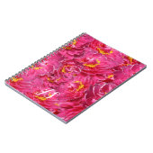 ピンクエレガント牡丹の書スタイリッシュ道モノグラム ノートブック (左側)