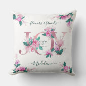 ピンクエレガント牡丹の水彩歓喜の手紙 クッション (正面)