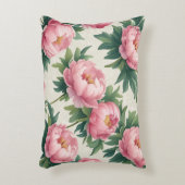 ピンクエレガント牡丹の花のパターン – タイムレスボタン アクセントクッション (正面(垂直))