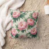 ピンクエレガント牡丹の花のパターン – タイムレスボタン クッション (ブランケット)