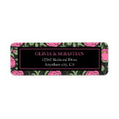 ピンクエレガント牡丹の花結婚の差出人住所 ラベル (正面)