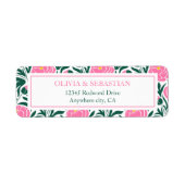 ピンクエレガント牡丹の花結婚の差出人住所 ラベル (正面)