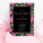 ピンクエレガント牡丹フラワーズブライダルシャワー 招待状