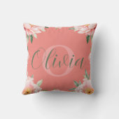 ピンクエレガント牡丹フローラクッション | ロマンチックな水 クッション (裏面)