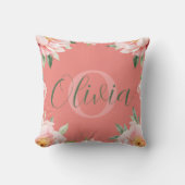 ピンクエレガント牡丹フローラクッション | ロマンチックな水 クッション (正面)