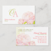 ピンクエレガント牡丹フローリスト 名刺 (正面/裏面)