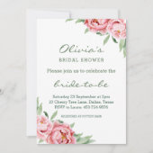 ピンクエレガント牡丹ブライダルシャワー招待状 招待状 (正面)