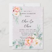 ピンクエレガント牡丹ユーカリ結婚ス 招待状 (正面)