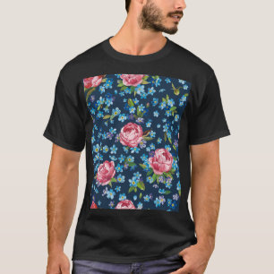 ピンクエレガント牡丹レトロ背景 Tシャツ