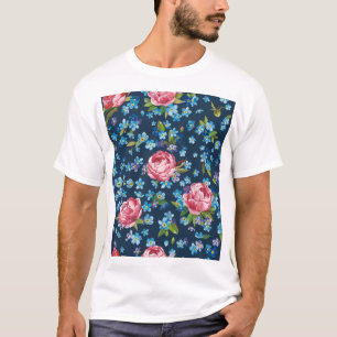 ピンクエレガント牡丹レトロ背景 Tシャツ