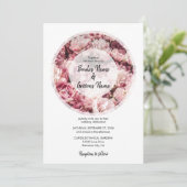 ピンクエレガント牡丹結婚式招待状 招待状 (スタンド正面)
