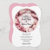 ピンクエレガント牡丹結婚式招待状 招待状 (正面/裏面)