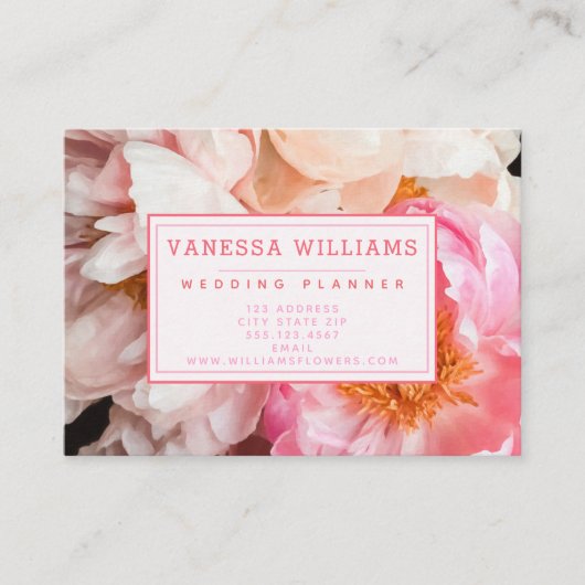 ピンクエレガント牡丹 – ビジネスパーソナライズされたカード 名刺 (正面)