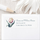 ピンクエレガント独身のチューリップフラワー差出人住所 ラベル (インサイチュ)